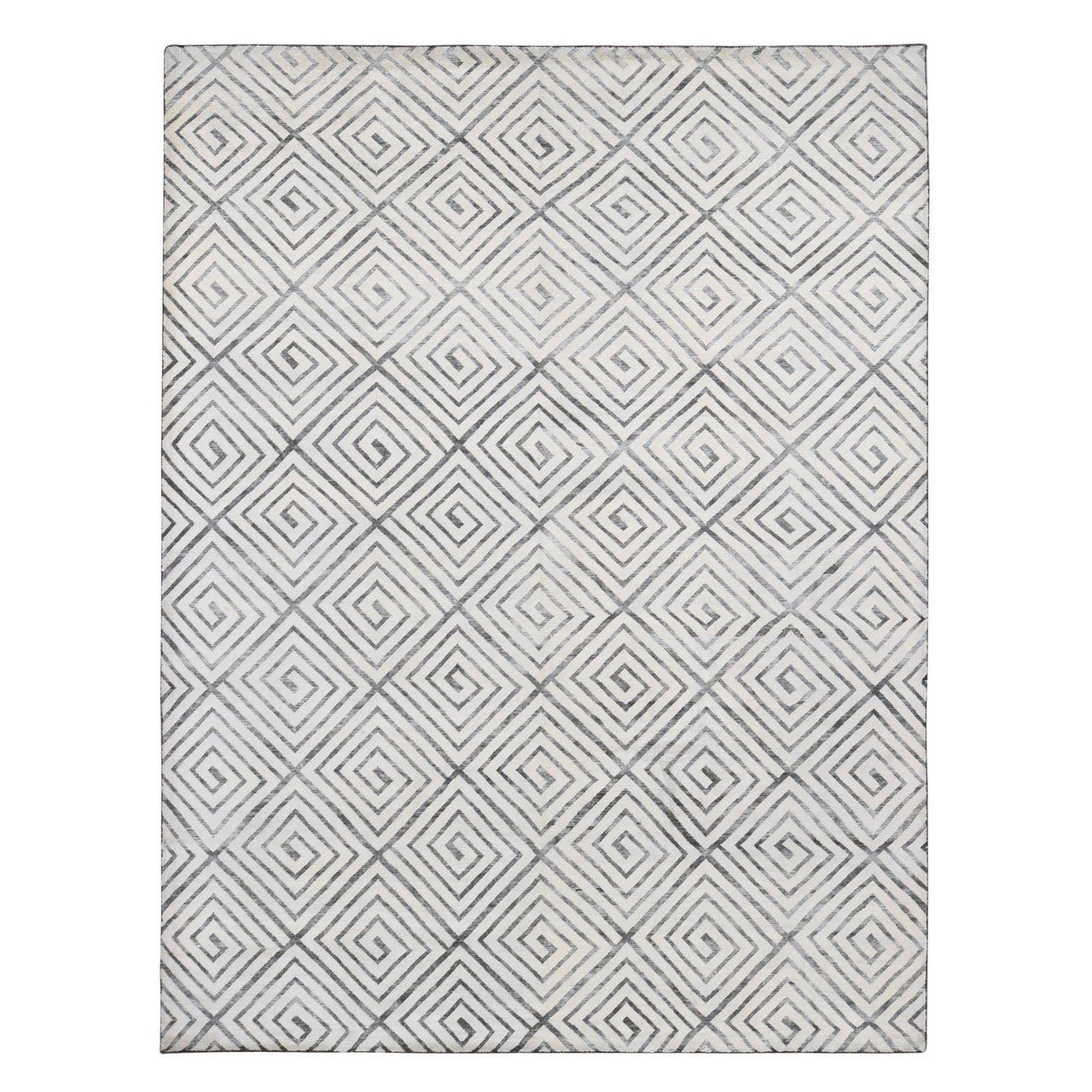Ivory 9'0" x 12'0" Modern and Contemporary Hand knotted Wool/Silk Rug - Sku: O080447