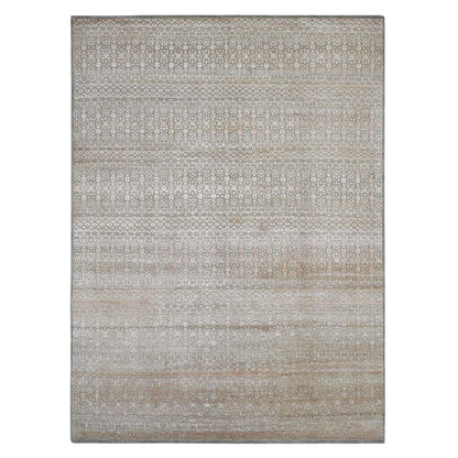Modern and Contemporary Wool & Silk Hand Knotted Rug Brown No Border 9.0X12.2 -O080449