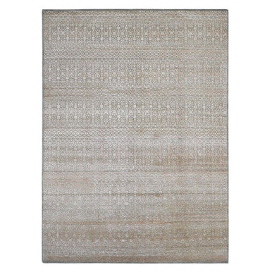 Modern and Contemporary Wool & Silk Hand Knotted Rug Brown No Border 9.0X12.2 -O080449