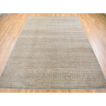 Modern and Contemporary Wool & Silk Hand Knotted Rug Brown No Border 9.0X12.2 -O080449