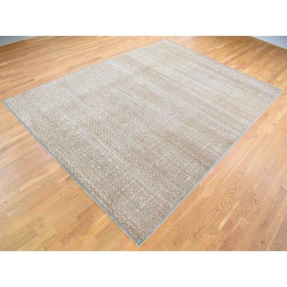 Modern and Contemporary Wool & Silk Hand Knotted Rug Brown No Border 9.0X12.2 -O080449