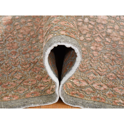 Modern and Contemporary Wool & Silk Hand Knotted Rug Brown No Border 9.0X12.2 -O080449