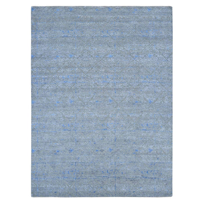 Modern and Contemporary Wool & Silk Hand Knotted Rug Green No Border 9.0X12.2 -O080450