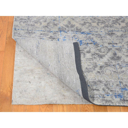 Modern and Contemporary Wool & Silk Hand Knotted Rug Green No Border 9.0X12.2 -O080450
