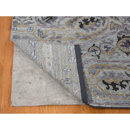 Transitional Wool & Silk Hand Knotted Rug Grey No Border 9.0X12.0 -O080451