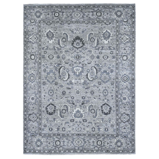 Oushak And Peshawar Wool Hand Knotted Rug Grey Gray 9.1X12.3 -O080452