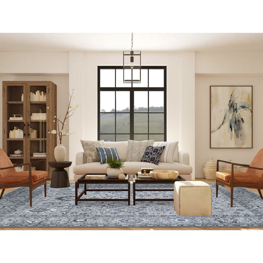 Oushak And Peshawar Wool Hand Knotted Rug Grey Gray 9.1X12.3 -O080452