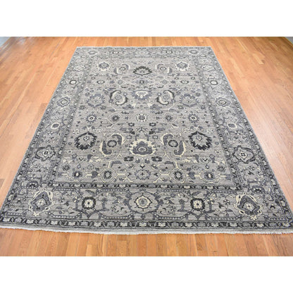 Oushak And Peshawar Wool Hand Knotted Rug Grey Gray 9.1X12.3 -O080452