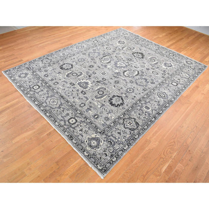Oushak And Peshawar Wool Hand Knotted Rug Grey Gray 9.1X12.3 -O080452