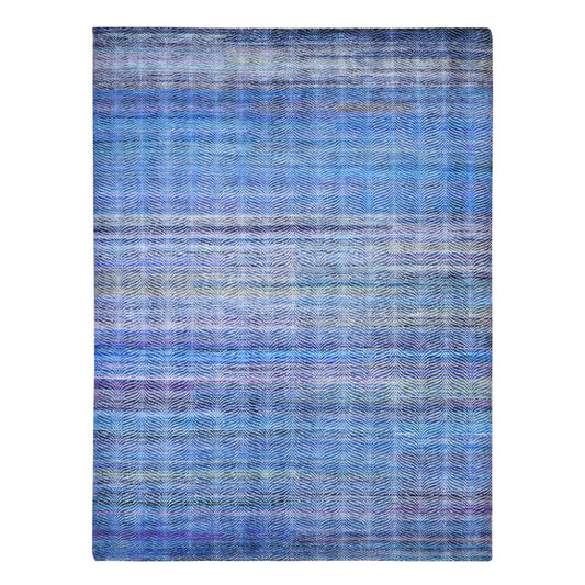 Modern and Contemporary Wool & Silk Hand Knotted Rug Multicolored No Border 9.0X12.2 -O080453