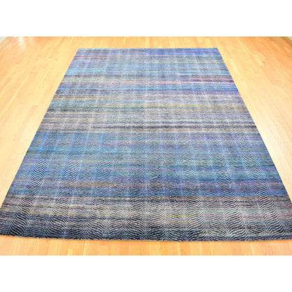 Modern and Contemporary Wool & Silk Hand Knotted Rug Multicolored No Border 9.0X12.2 -O080453