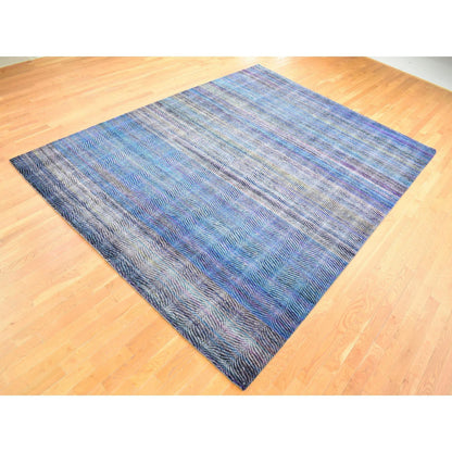 Modern and Contemporary Wool & Silk Hand Knotted Rug Multicolored No Border 9.0X12.2 -O080453