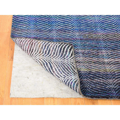 Modern and Contemporary Wool & Silk Hand Knotted Rug Multicolored No Border 9.0X12.2 -O080453