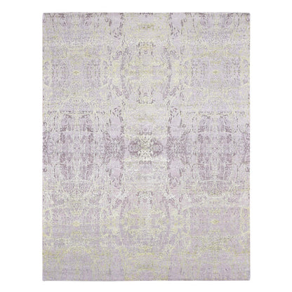 Transitional Wool & Silk Hand Knotted Rug Grey No Border 9.0X11.9 -O080454