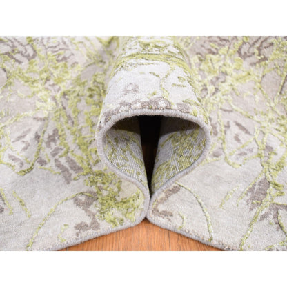 Transitional Wool & Silk Hand Knotted Rug Grey No Border 9.0X11.9 -O080454