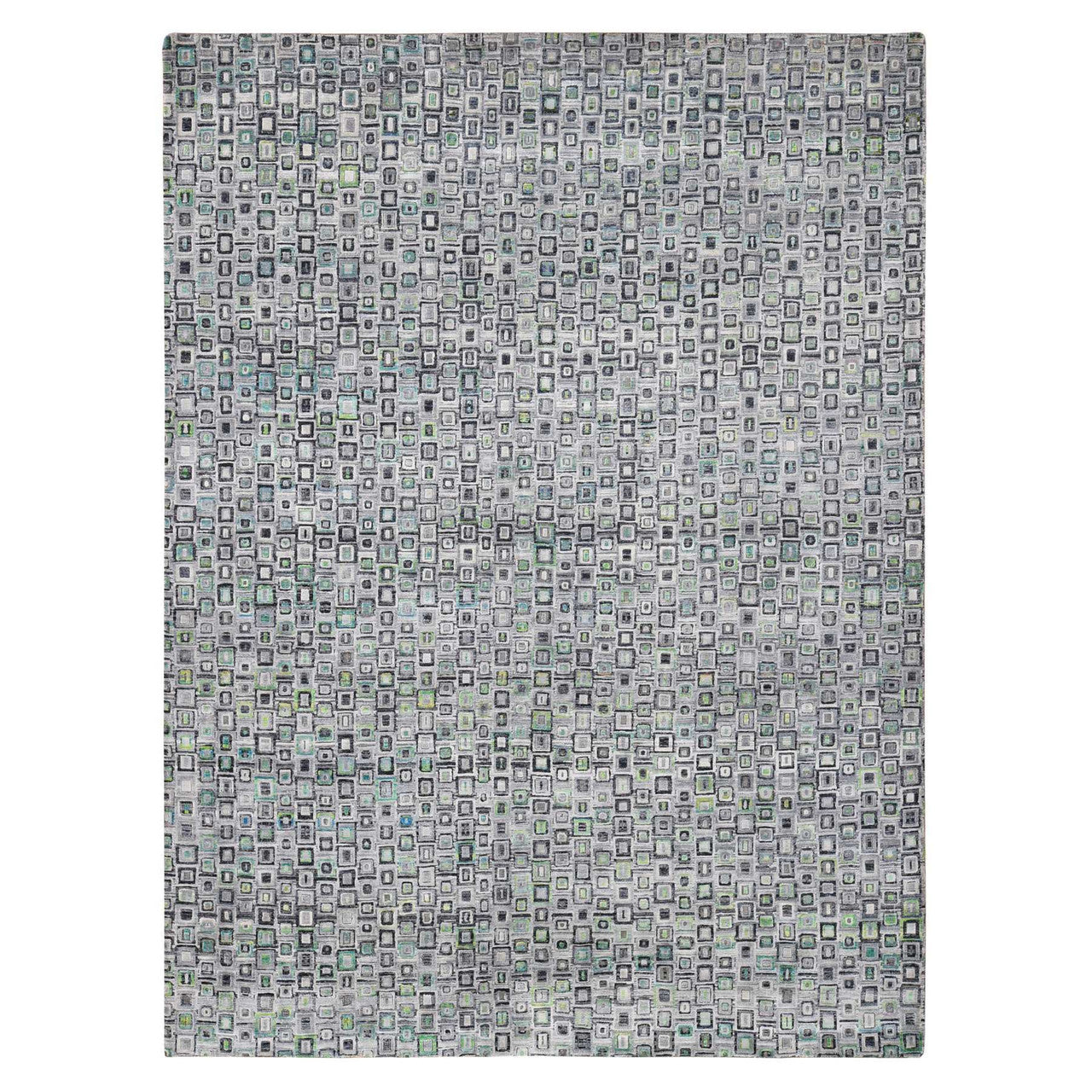 Gray 9'0" x 12'3" Modern and Contemporary Hand knotted Wool/Silk Rug - Sku: O080455