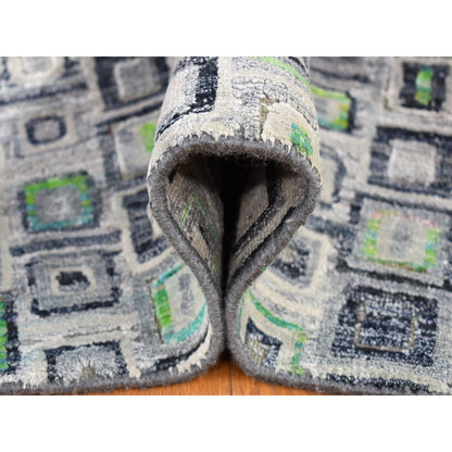 Modern and Contemporary Wool & Silk Hand Knotted Rug Grey No Border 9.0X12.3 -O080455