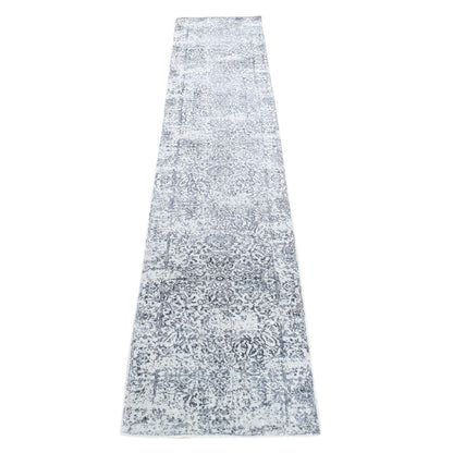 Modern and Contemporary Wool & Silk Hand Loomed Rug Grey No Border 2.5X12.0 -O080458