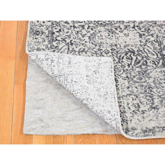 Modern and Contemporary Wool & Silk Hand Loomed Rug Grey No Border 2.5X12.0 -O080458