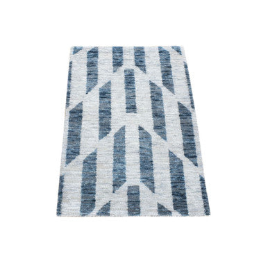 Modern and Contemporary Wool & Silk Hand Knotted Rug Ivory No Border 2.1X3.2 -O080460