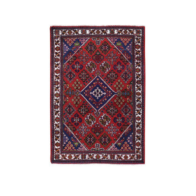 Persian Wool Hand Knotted Rug Red Ivory 3.7X5.3 -O080483