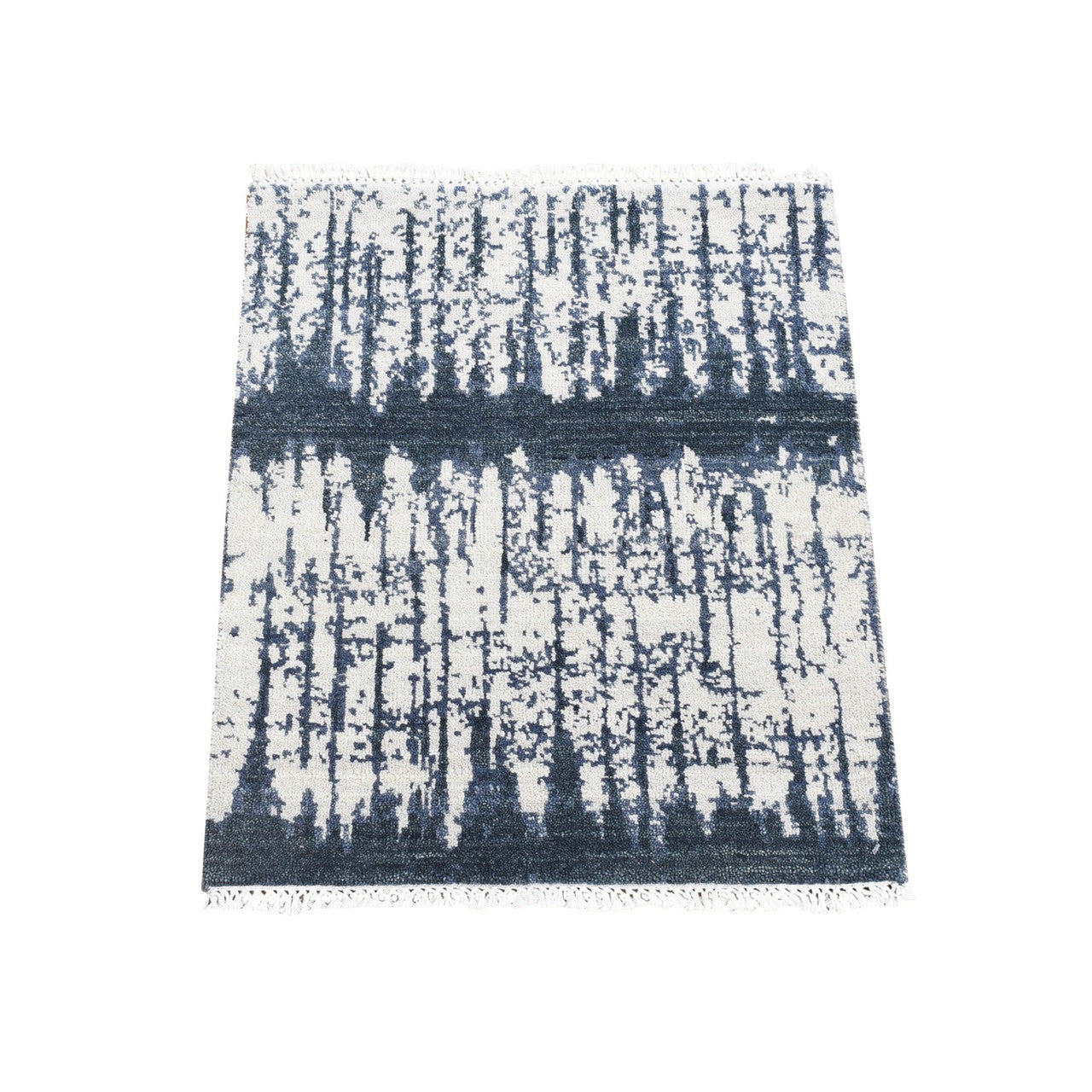 Ivory 2'0" x 2'4" Modern and Contemporary Hand knotted Wool Rug - Sku: O080490
