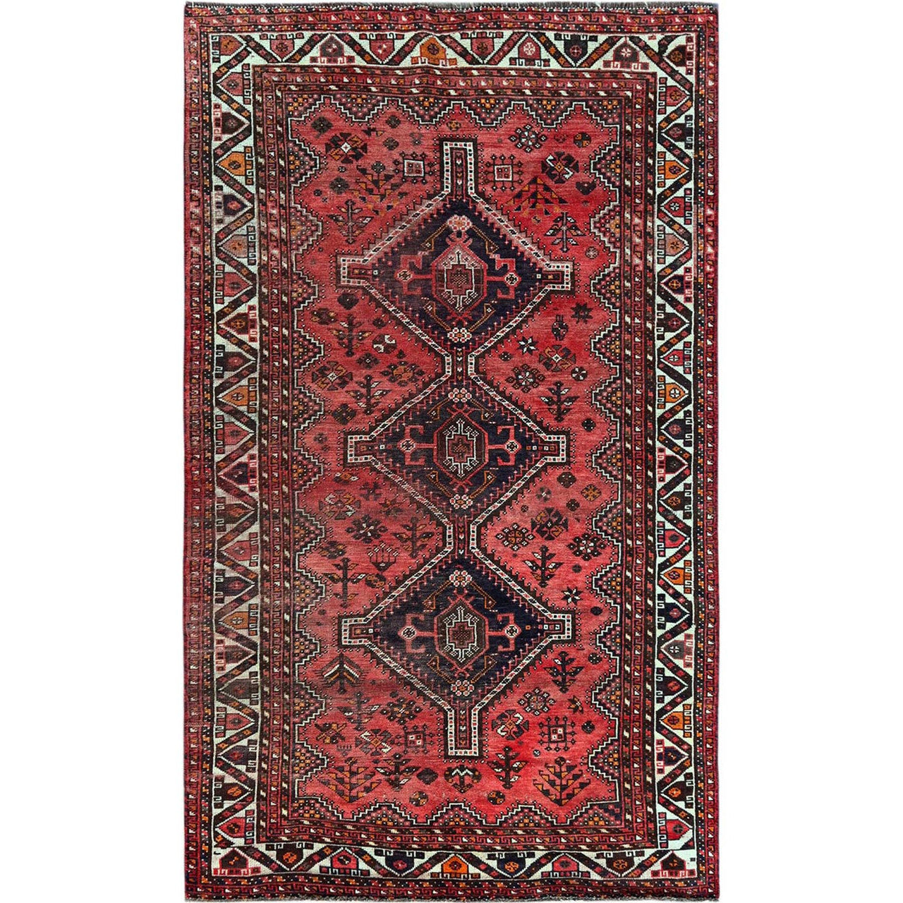 Overdyed & Vintage Wool Hand Knotted Rug Red 4.8x7.10 -O0804
