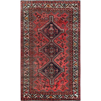 Overdyed & Vintage Wool Hand Knotted Rug Red 4.8x7.10 -O0804