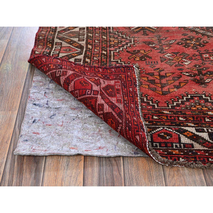 Overdyed & Vintage Wool Hand Knotted Rug Red 4.8x7.10 -O0804