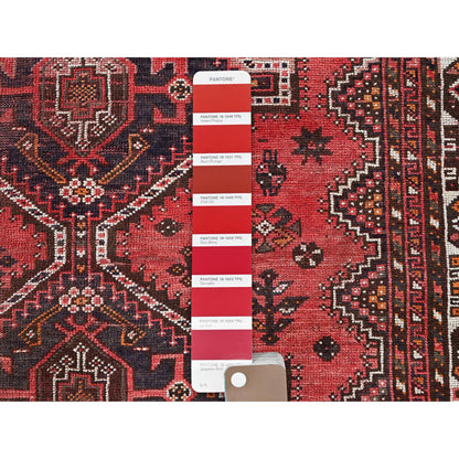 Overdyed & Vintage Wool Hand Knotted Rug Red 4.8x7.10 -O0804