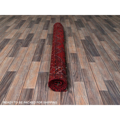 Overdyed & Vintage Wool Hand Knotted Rug Red 4.8x7.10 -O0804