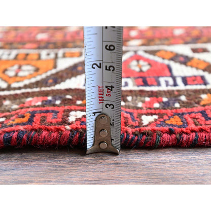 Overdyed & Vintage Wool Hand Knotted Rug Red 4.8x7.10 -O0804