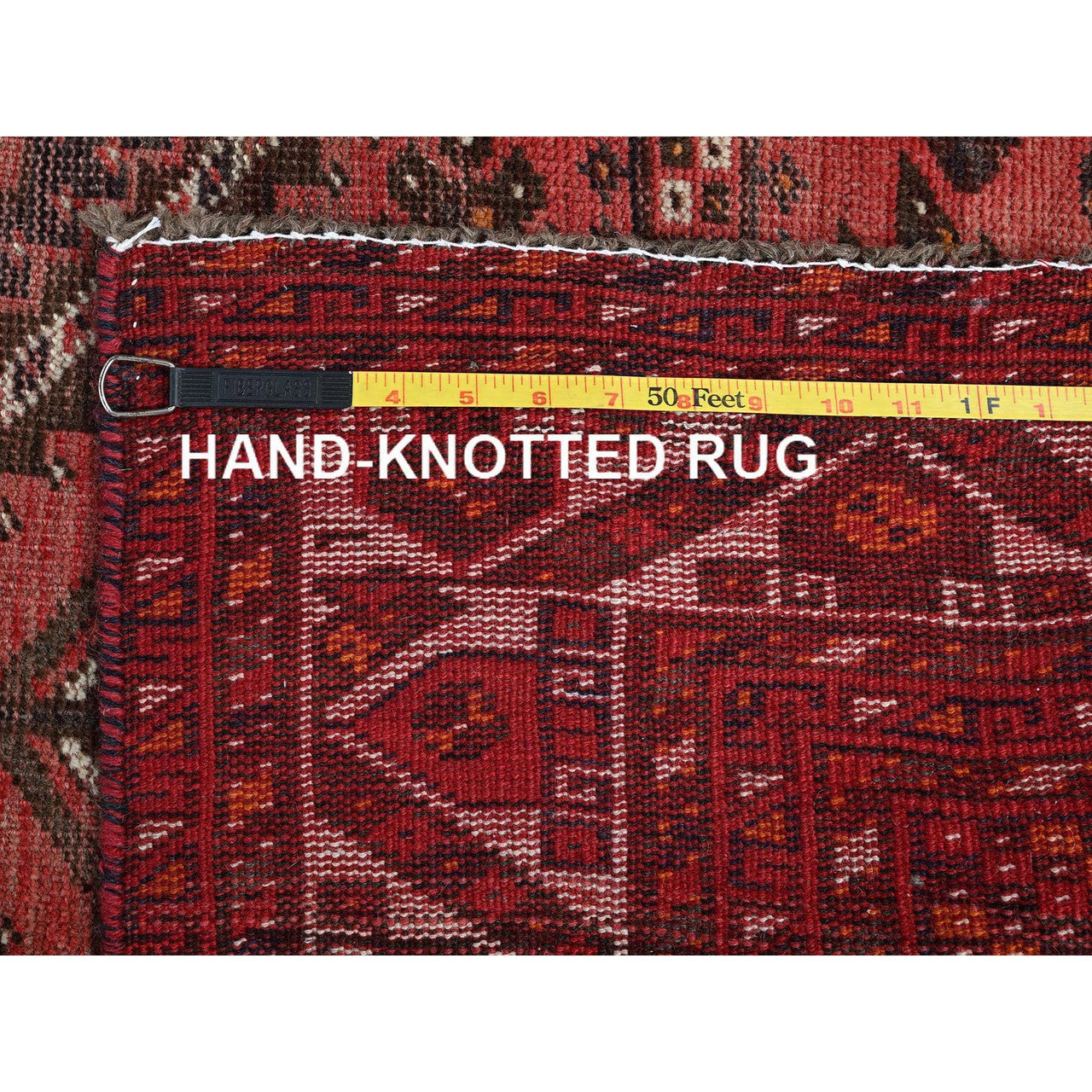 Overdyed & Vintage Wool Hand Knotted Rug Red 4.8x7.10 -O0804