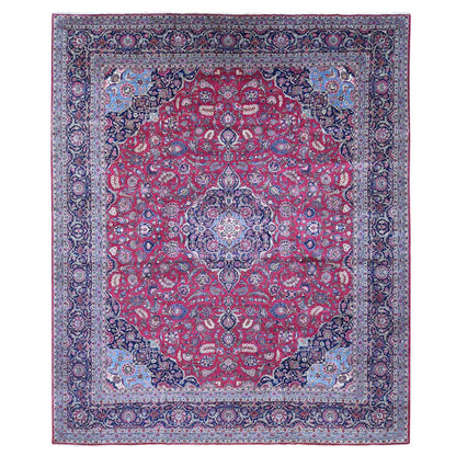 Persian Wool Hand Knotted Rug Red Navy Blue 14.2X17.2 -O080502