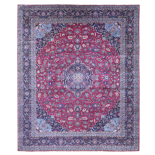 Persian Wool Hand Knotted Rug Red Navy Blue 14.2X17.2 -O080502