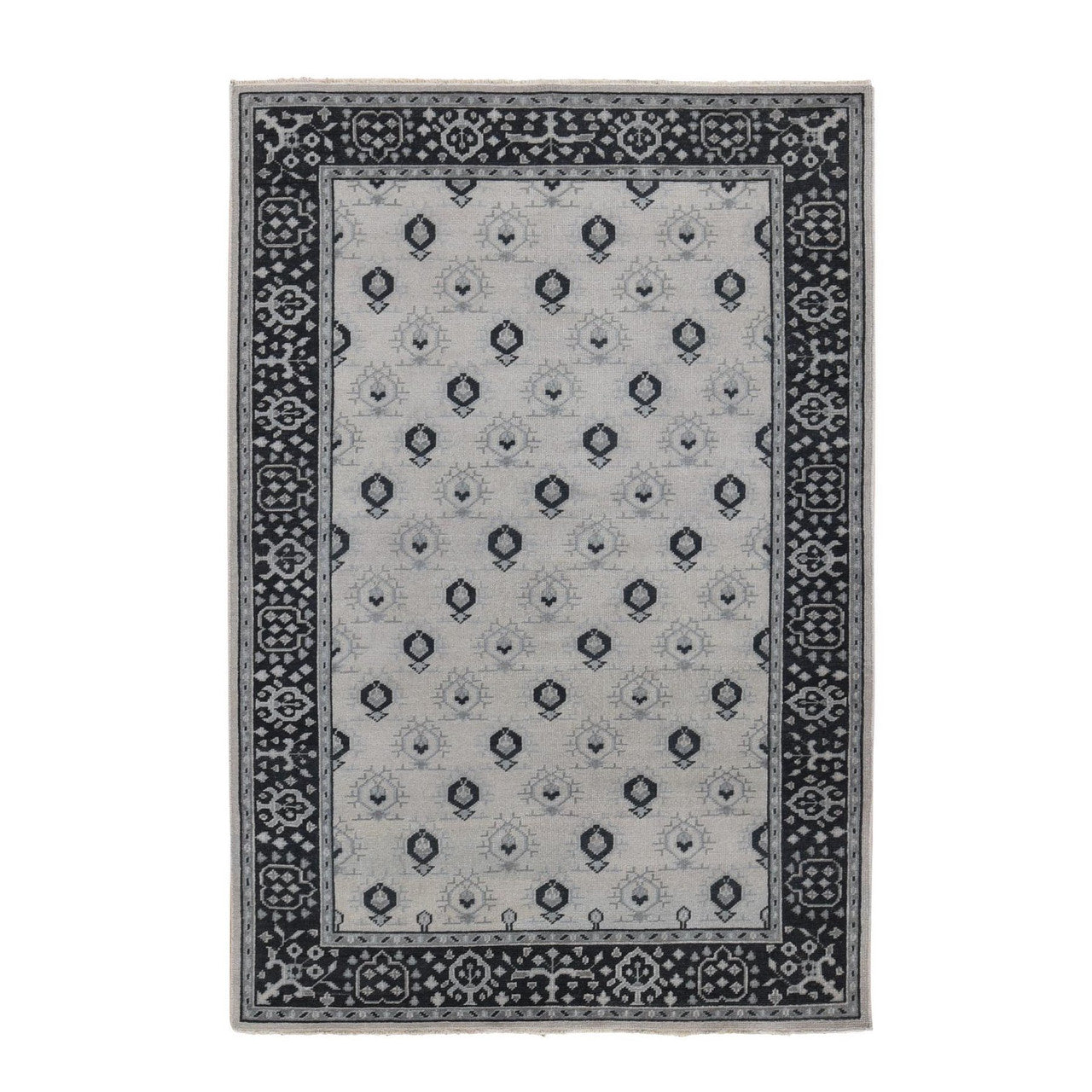 Ivory 6'0" x 9'0" Oushak And Peshawar Hand knotted Wool Rug - Sku: O080504