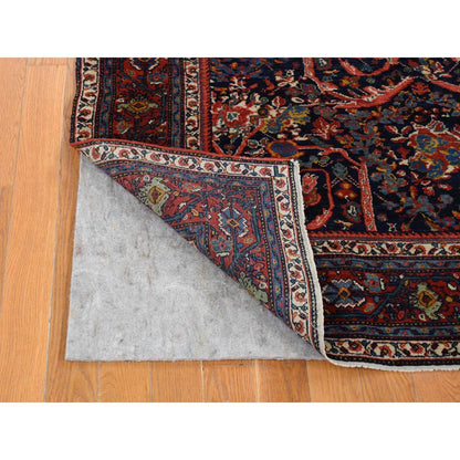 Antique Wool Hand Knotted Rug Blue Brick Red 4.7X6.9 -O080505