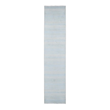 Modern and Contemporary Wool & Silk Hand Knotted Rug Blue No Border 2.7X12.0 -O080508