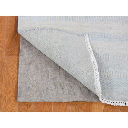 Modern and Contemporary Wool & Silk Hand Knotted Rug Blue No Border 2.7X12.0 -O080508