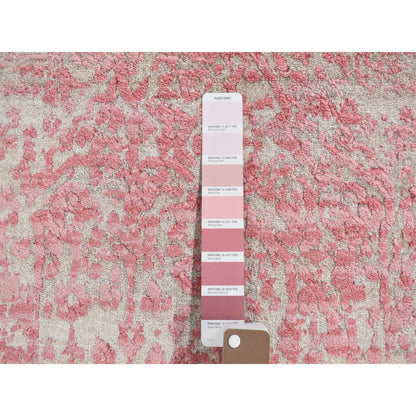 Transitional Wool & Silk Hand Knotted Rug Pink No Border 2.6X7.9 -O080509