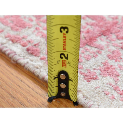 Transitional Wool & Silk Hand Knotted Rug Pink No Border 2.6X7.9 -O080509