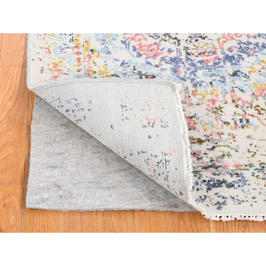 Modern and Contemporary Wool & Silk Hand Knotted Rug Ivory No Border 3.0X5.0 -O080514