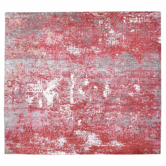 Modern and Contemporary Wool Hand Knotted Rug Red No Border 15.3X16.6 -O080515