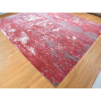 Modern and Contemporary Wool Hand Knotted Rug Red No Border 15.3X16.6 -O080515