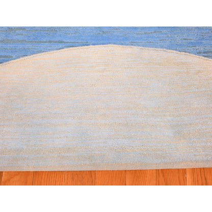 Overdyed & Vintage Wool Hand Knotted Rug Blue No Border 6.1X6.1 -O080523