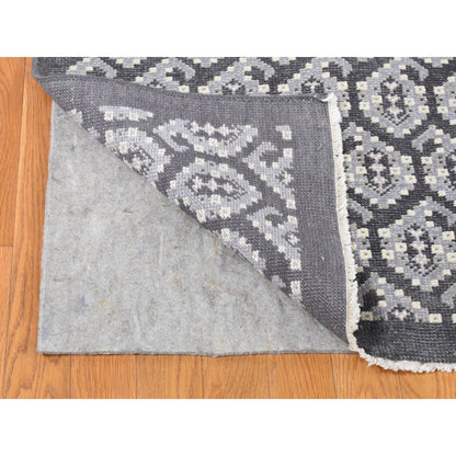 Oushak And Peshawar Wool Hand Knotted Rug Grey Jet Black 9.0X12.0 -O080525