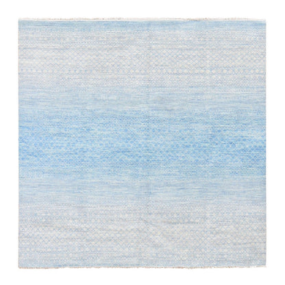 Modern and Contemporary Wool Hand Knotted Rug Blue No Border 8.0X8.0 -O080529