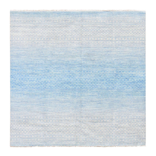 Modern and Contemporary Wool Hand Knotted Rug Blue No Border 8.0X8.0 -O080529