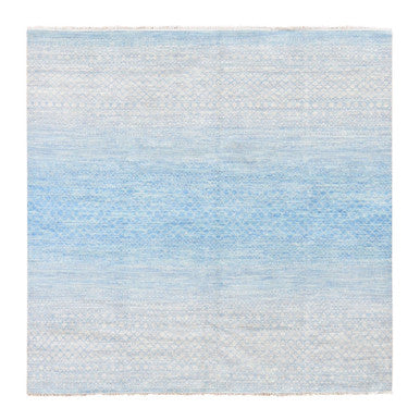 Modern and Contemporary Wool Hand Knotted Rug Blue No Border 8.0X8.0 -O080529