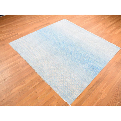 Modern and Contemporary Wool Hand Knotted Rug Blue No Border 8.0X8.0 -O080529